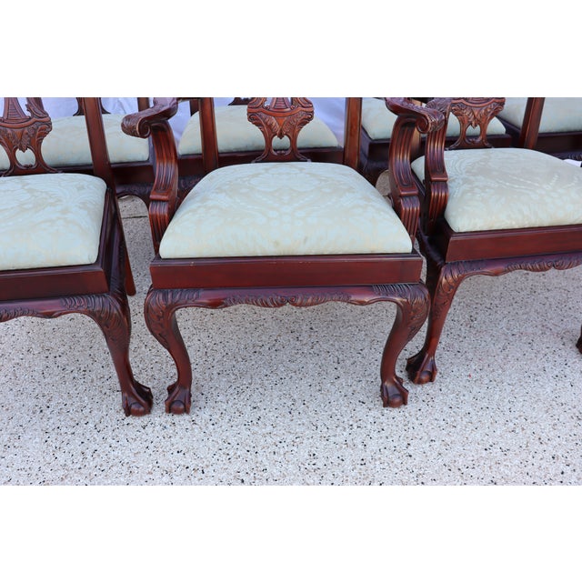 Wood 1990s Chippendale Mahogany Hickory Dining Chairs - Set of 8 For Sale - Image 7 of 12