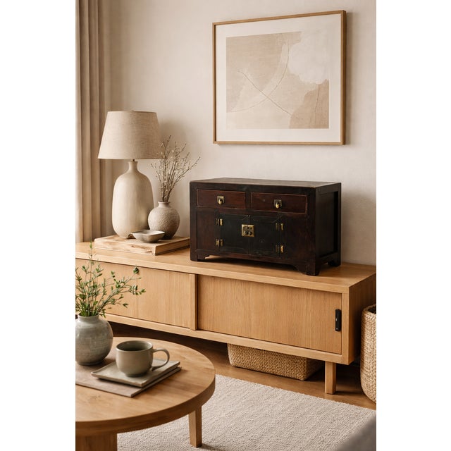 Brown Antique Korean Zeklova Cabinet Chest with Brass, 1890s For Sale - Image 8 of 9