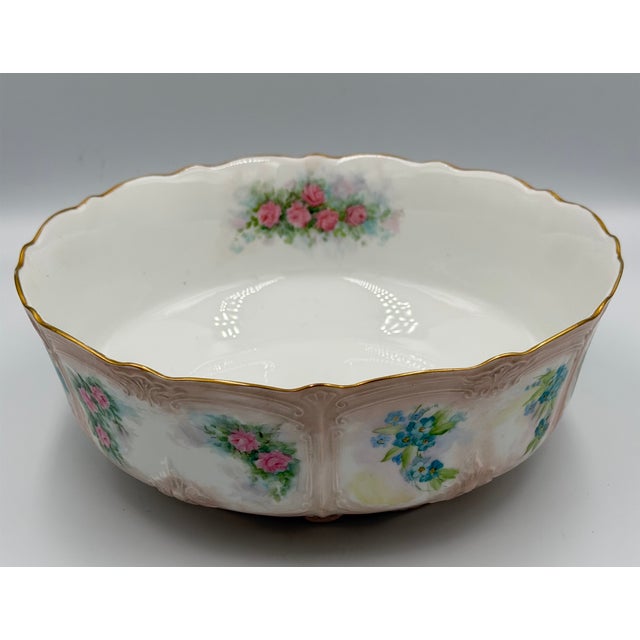 1920s Tirschenreuth Baronesse Bavaria Serving Bowl Hand-Painted Roses 24k Gold Trim For Sale - Image 11 of 11
