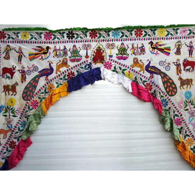 Vintage Door Valance Kutch Hand Embroidered Door Topper Curtain Wall Hanging For Sale - Image 6 of 6