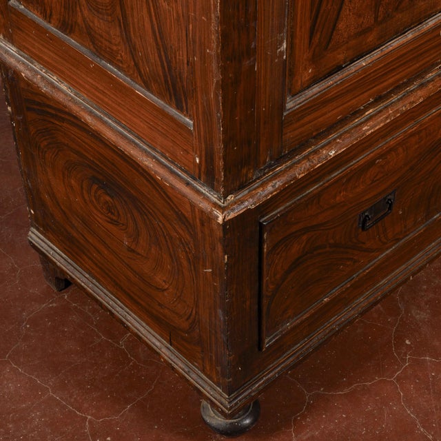 Wood Two Door Lacquered Wardrobe with Internal Compartment at the Base, Italy, Late 19th Century For Sale - Image 7 of 18