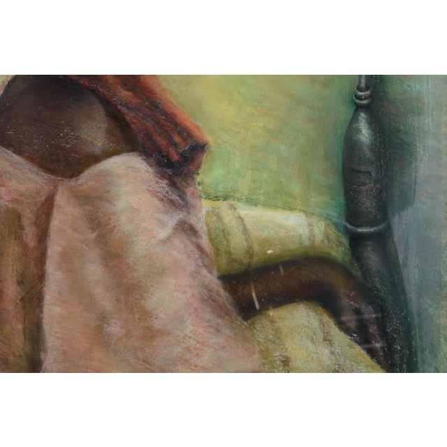 Glass Mid Century Pastel Portrait of an African-Caribbean Woman, by Malkin For Sale - Image 7 of 12