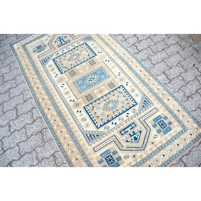 1960s Vintage Geometric Turkish Wool Rug For Sale - Image 5 of 11