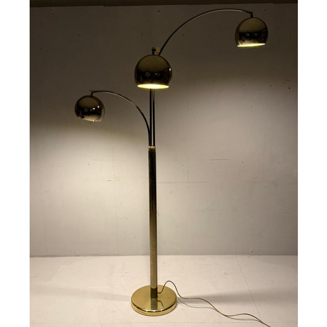Space age swivel floor lamp by goffredo reggiani, italy, 1970s, swiveling design with three metal spheres, dimensions...