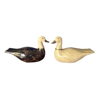 Pair of Maitland Smith Tessellated Duck Sculptures/ Bookends For Sale