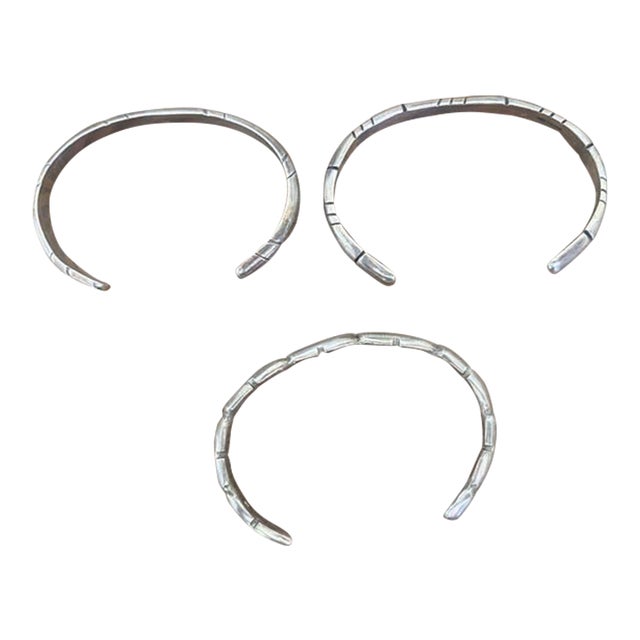 1970s Signed Wesley Emmons Sterling Silver Cuff Bracelets For Sale