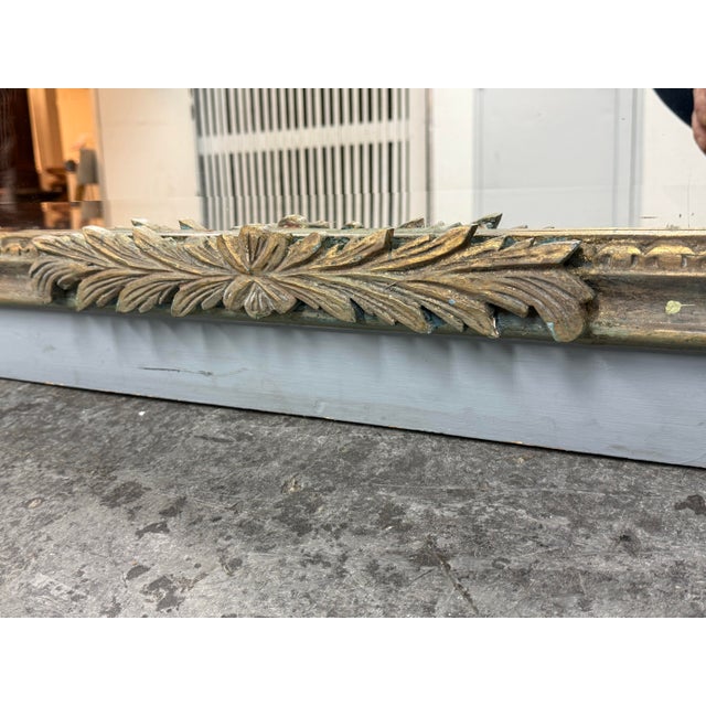 Antique French Style Distressed + Ornate Trumeau Mirror For Sale - Image 9 of 12
