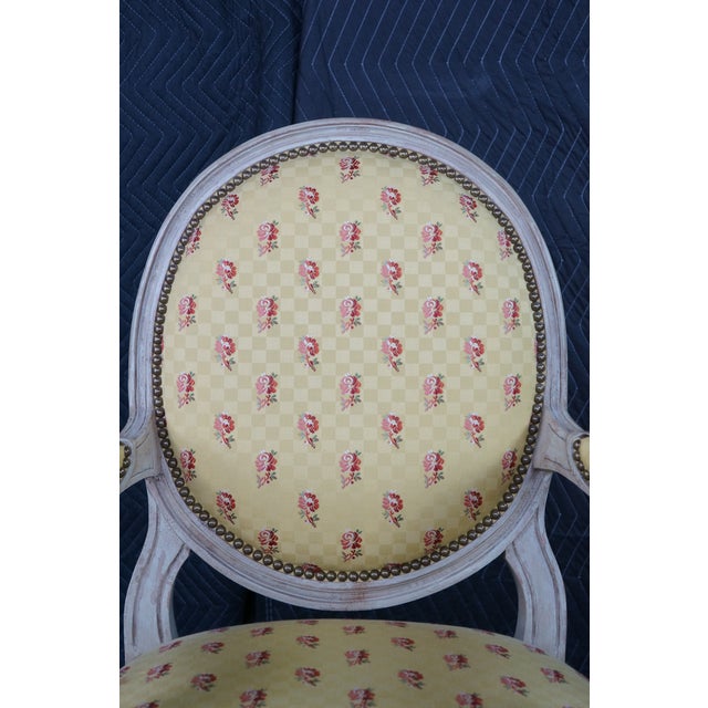 Late 20th Century 2 Late 20th Century Minton Spidell Neoclassical George III Style Balloon Back Open Arm Chairs Pair For Sale - Image 5 of 18