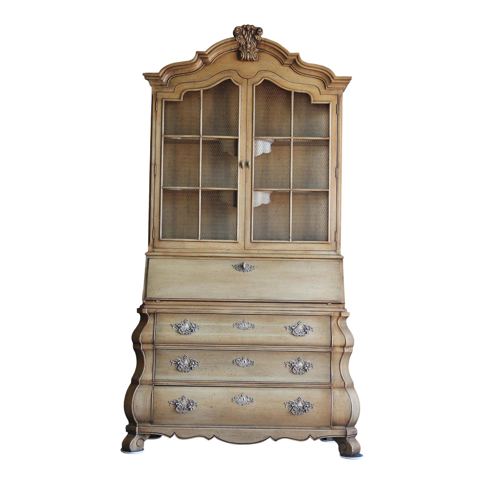 Vintage Parisian Secretary Desk With Display Cabinet Chairish
