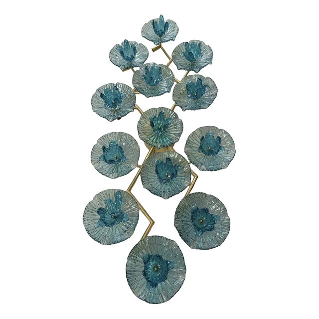 Mid-Century Modern Murano Art Glass and Brass Wall Light For Sale