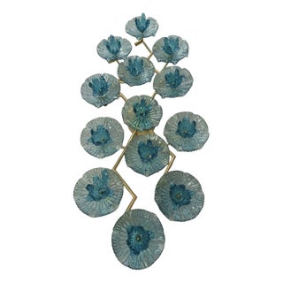 Mid-Century Murano Art Glass and Brass Chandelier For Sale