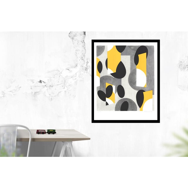Abstract 1987 Bill Komoski 'Community Holiday Festival' Abstract Yellow,Gray,White,Black Usa Serigraph For Sale - Image 3 of 4