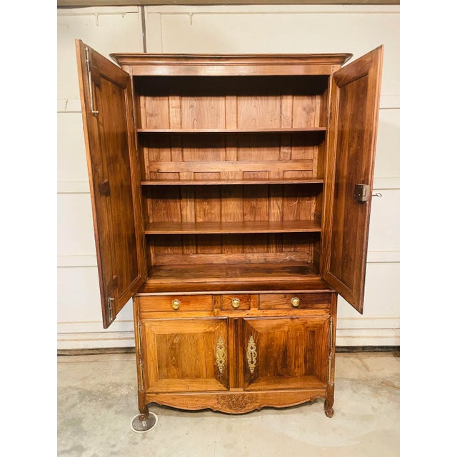 1780's Antique English Walnut Step Back Cupboard Linen Press For Sale - Image 9 of 13