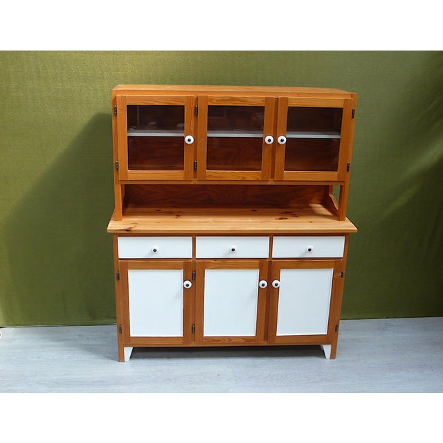 Small kitchen cabinet, softwood cabinet with upper and lower sections, with 6 doors and 3 drawers, formerly a children's...