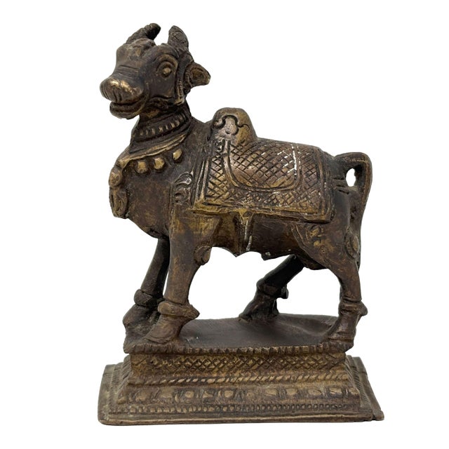 Vintage Bronze Hindu Bronze "Nandi Bull" Cow Sculpture For Sale