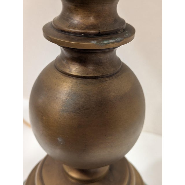Metal Vintage Classic Solid Brass and Green Marble Table Desk Lamp For Sale - Image 7 of 14