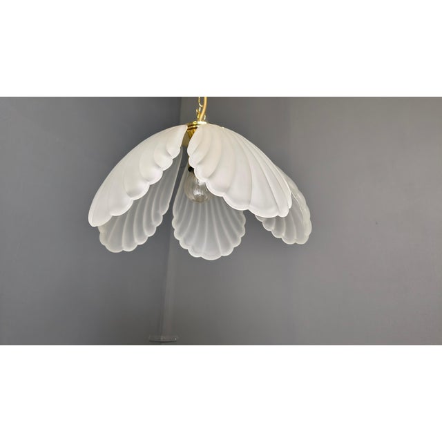 Vintage Italian Glass and Brass Chandelier, 1970s For Sale - Image 13 of 16