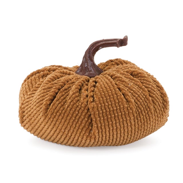 Modern Plush Corduroy Fabric Pumpkin (Set of 3) For Sale - Image 3 of 4