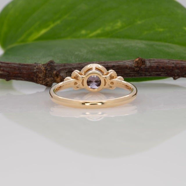 Purple Purple Spinel Ring With Earth-Mined Diamond Accents: Solid 14k Gold, Size 6.75 For Sale - Image 8 of 9