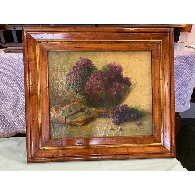 Lilac's of the Fields Vintage Oil Painting by Trevor Jank - Botanical For Sale - Image 13 of 13