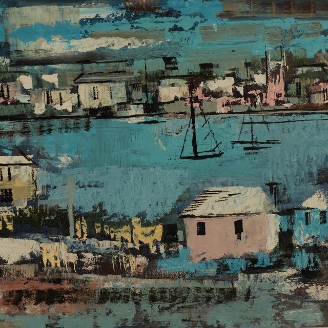 Wood Vintage Bermuda Bayscape by Alfred Birdsey For Sale - Image 7 of 9