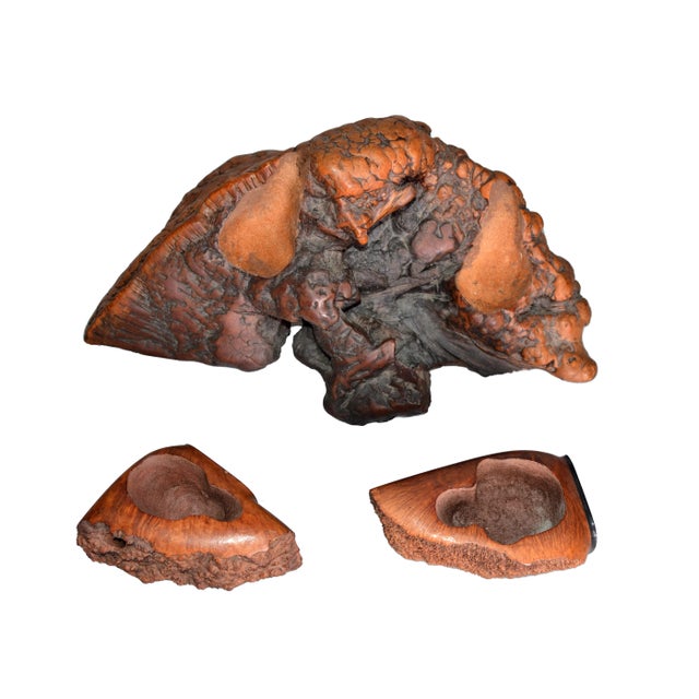1960s Hand Carved Burlwood Pipe Holders - Set of 3 For Sale - Image 5 of 6