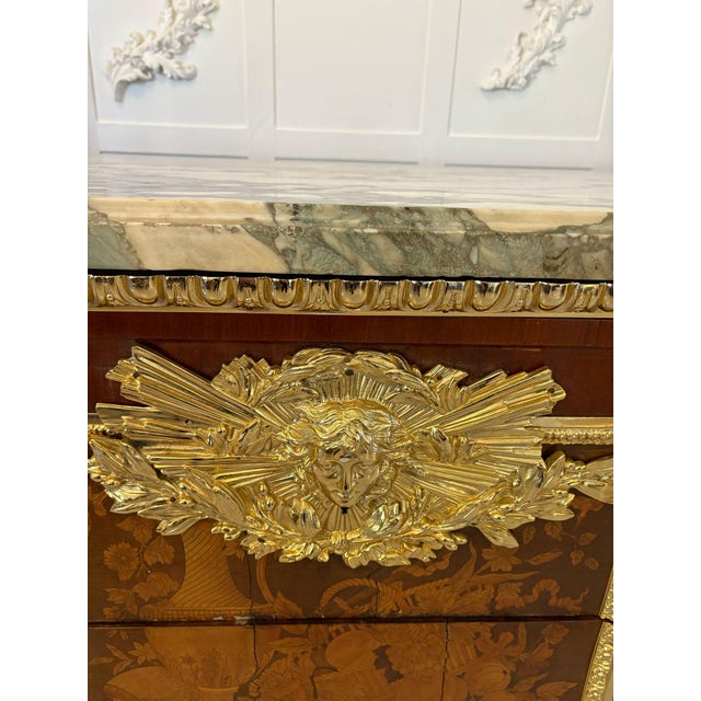 Antique Louis XVI Style of Mahogany, Fruitwood Marquetry & Gilt Bronze Mounted Commodes after the Original by Jean-Henri Riesener, 1900s, Set of 2 For Sale - Image 14 of 18