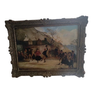 19th Century Primitive Landscape Painting Signed and Dated 1846, Framed O/C For Sale