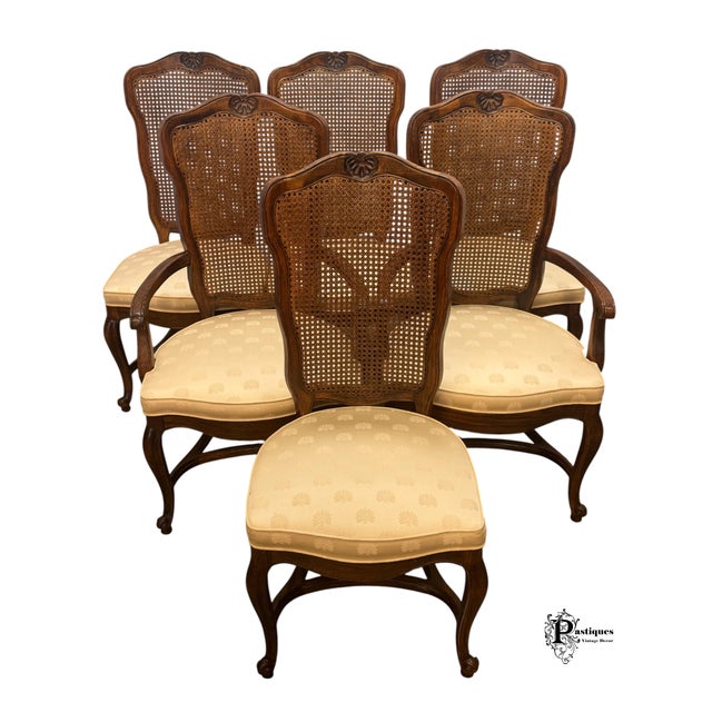 Vintage Century French Country Style Oak & Cane Dining Chairs - Set of 6 For Sale - Image 11 of 12