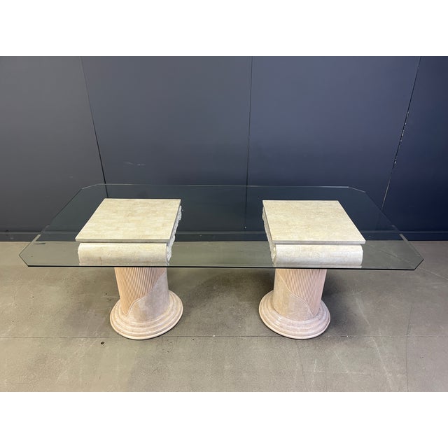 Vintage Tesselated Stone Pedestal Dining Table from Maithland Smith, 1970s For Sale - Image 6 of 12