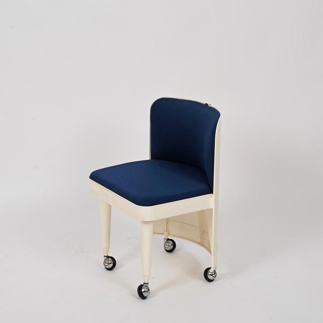 Italian White & Cream Vanity Table with Blue Seat from Studio Kastilia Silvi, 1970s, Set of 2 For Sale - Image 14 of 16