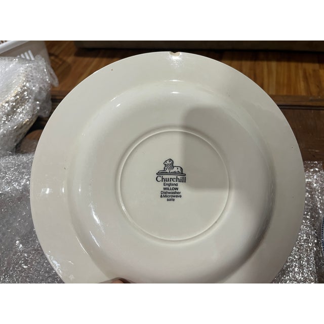Churchill England Blue Willow Pattern 10”Dinner Plate (Set of 6) For Sale - Image 12 of 12