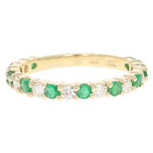 1.00 Carat Emerald Diamond 14 Karat Yellow Gold Band, size 7.25