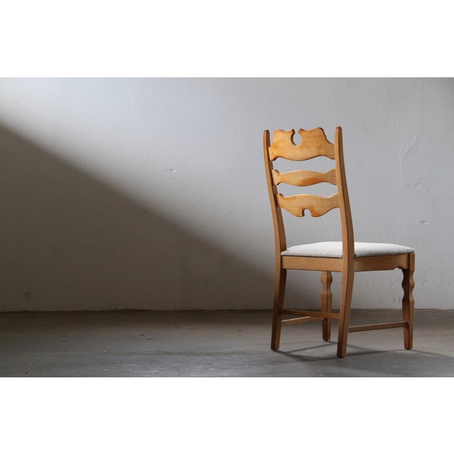 Vintage Danish Oak Razorblade Highback Chairs by H. Kjærnulf, 1960s, Set of 6 For Sale - Image 4 of 18
