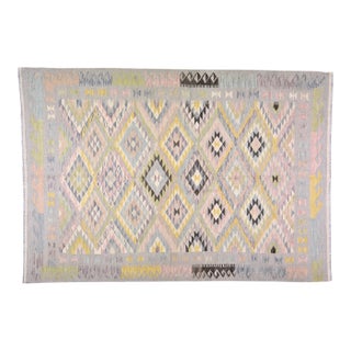 Afghan Tribal Natural Color Hand Made Organic Wool Maimana Kilim,6'6"x9'3" For Sale