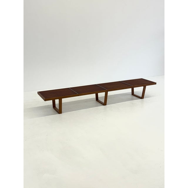 Vintage Long Platform Slatted Bench in Teak by George Nelson, 1970s For Sale - Image 12 of 12