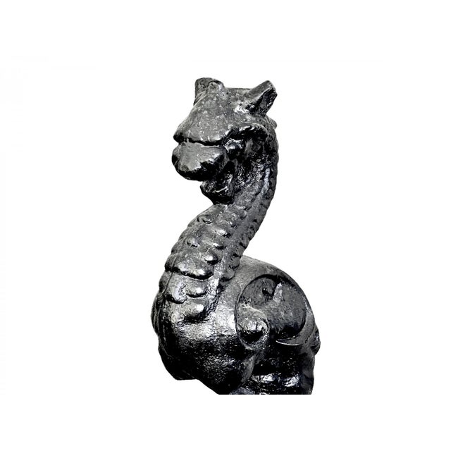 19th Century Antique Victorian Cast Iron Figural Dragon Architectural Ornamental Statutes—A Pair For Sale - Image 5 of 6