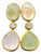 Bochic "Capri" Rose Quartz & Multi Gem Italian Earrings Set 18K Gold & Silver For Sale