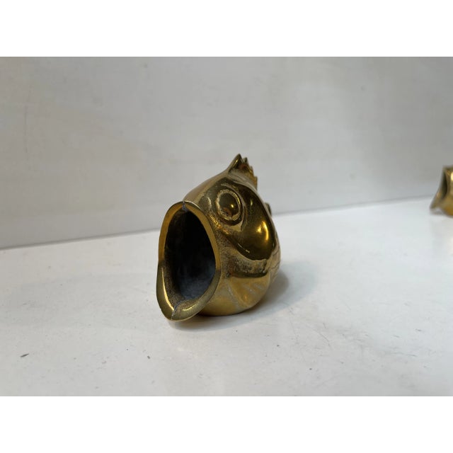 Metal Fish Figurines or Ashtrays in Brass, 1980s, Set of 3 For Sale - Image 7 of 8
