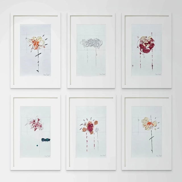 Set of 6 - Organic Modern Minimalist Flower Studies | Botanical Paintings | Herbarium Wall Art | Unframed For Sale - Image 11 of 12
