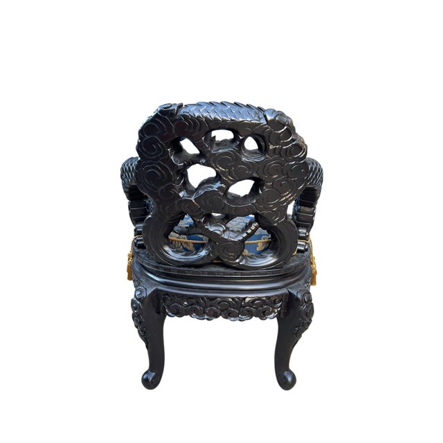 Pair of Vintage Asian Dragon Armchairs Made in Ishizuka For Sale - Image 4 of 17