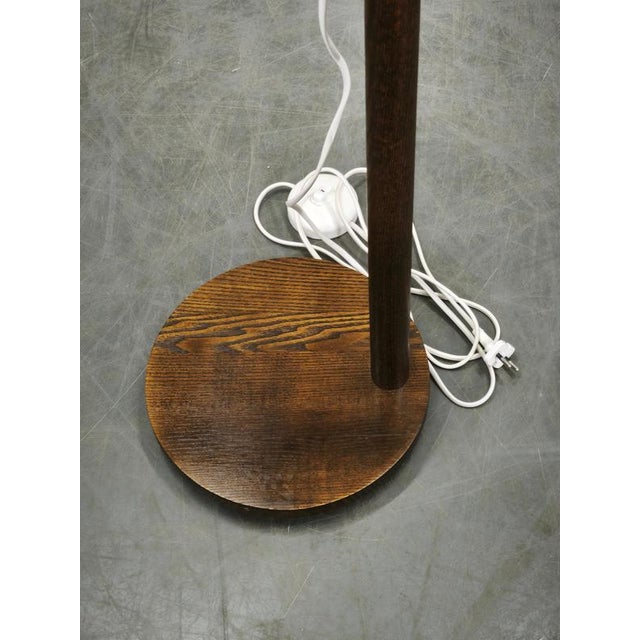 Vintage German Adjustable Oak and Metal Floor Lamp with Handmade Paper Shade, 1970s For Sale - Image 12 of 16
