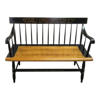 Hitchcock Solid Maple Paint Decorated Bench For Sale