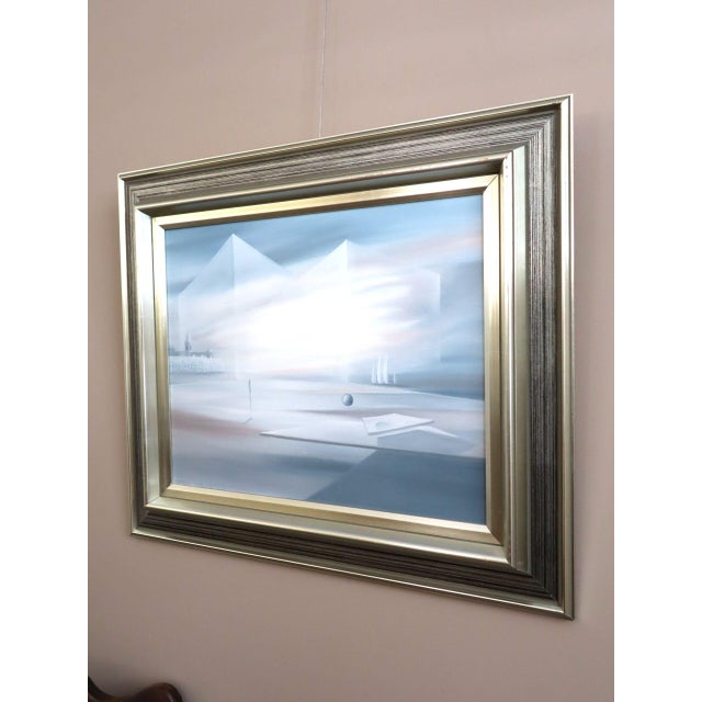 Mid 20th Century Mid-Century Modern 'Veils of Light' Swedish Original Abstract Surrealist Landscape Oil Painting, Framed For Sale - Image 5 of 18
