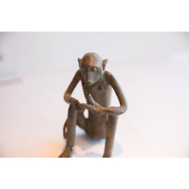 Vintage African Sitting Monkey With Banana Sculpture For Sale In New York - Image 6 of 8