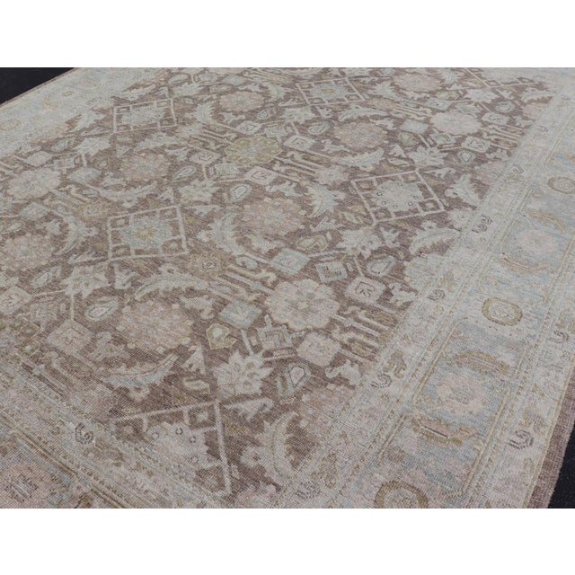 Modern Tabriz Design Rug by Keivan Woven Arts in Warm Brown Tones 9'3 X 11'8 For Sale - Image 4 of 17