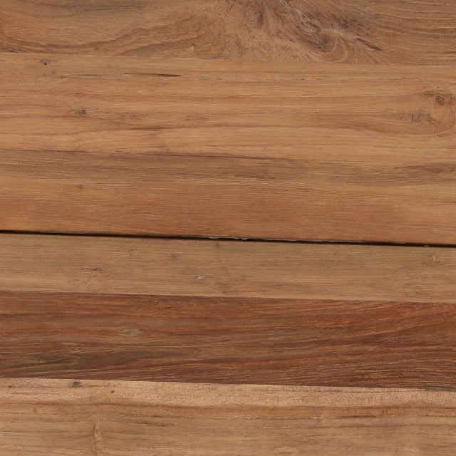 Contemporary Outdoor Salvaged Teak U Base Bench For Sale - Image 3 of 4