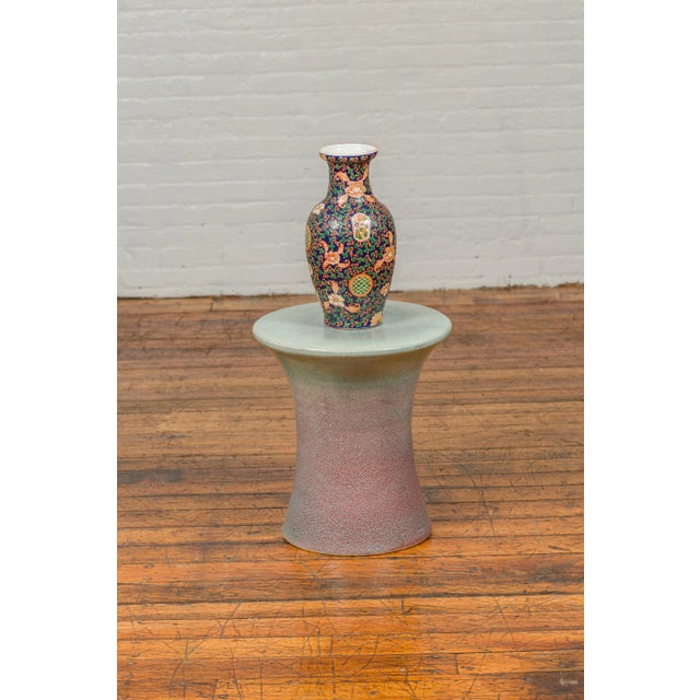 Artisan House Chinese Contemporary Artisan Hand Painted and Glazed Curving Garden Seat For Sale - Image 4 of 12