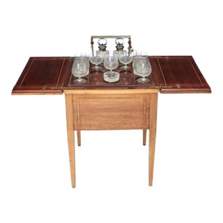 English Walnut and Mahogany Drinks Cabinet With Fitted Tantalus Bar, Circa 1920 For Sale