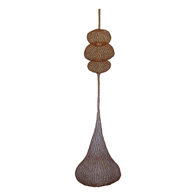 Handmade Copper Wire Sculpture Inspired by the Handwoven Technique of Ruth Asawa #26 For Sale